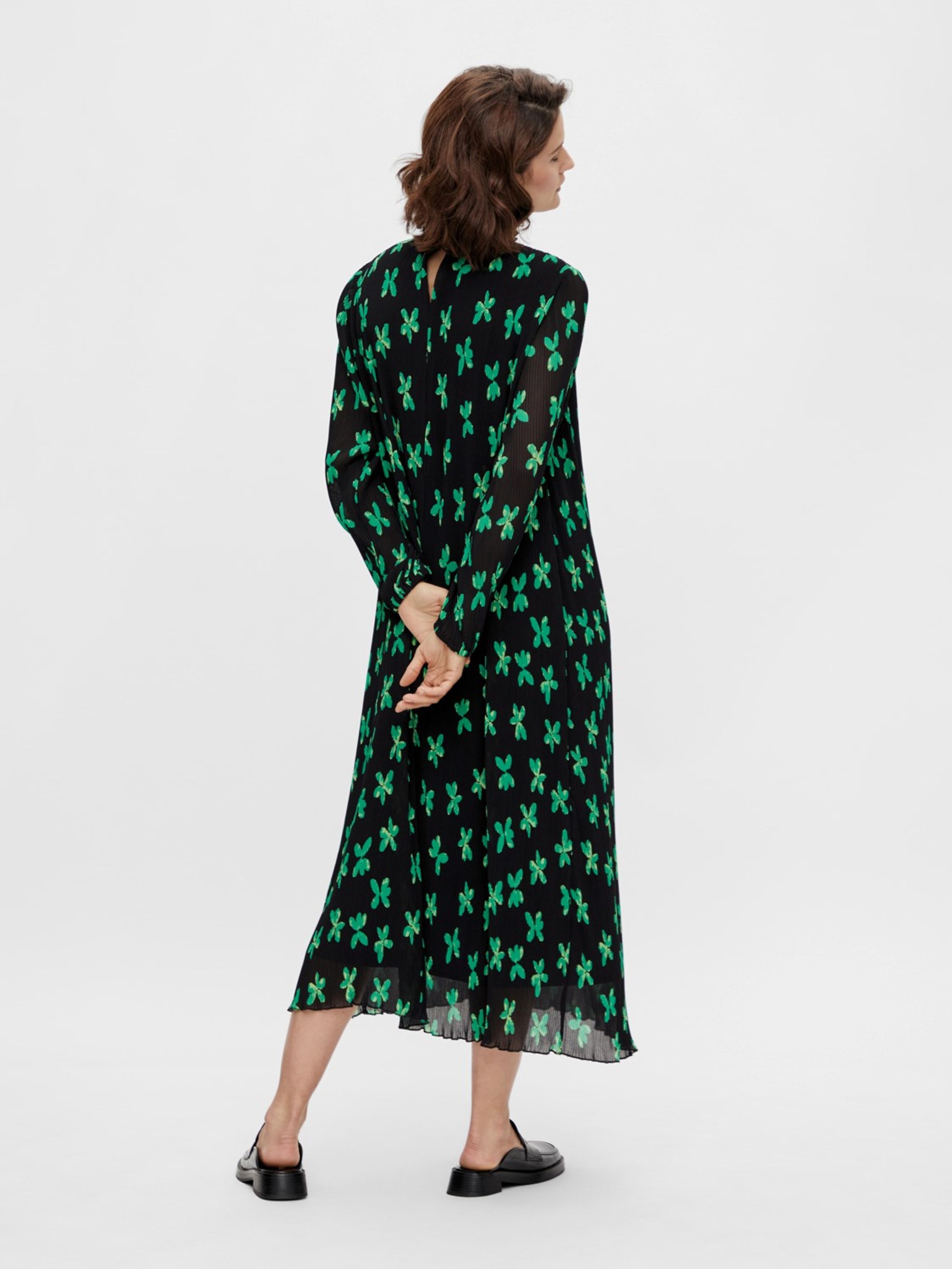 Y.A.S - Kjole - YASPi LS Midi Dress - Black/Green Print