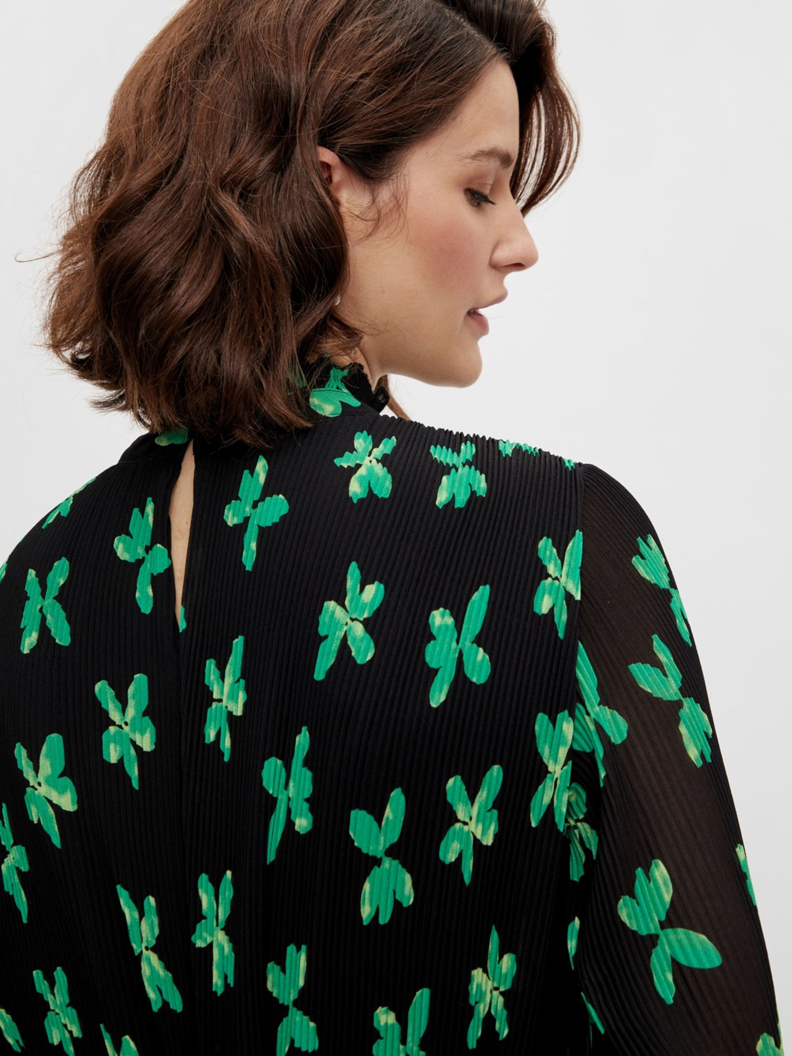 Y.A.S - Kjole - YASPi LS Midi Dress - Black/Green Print