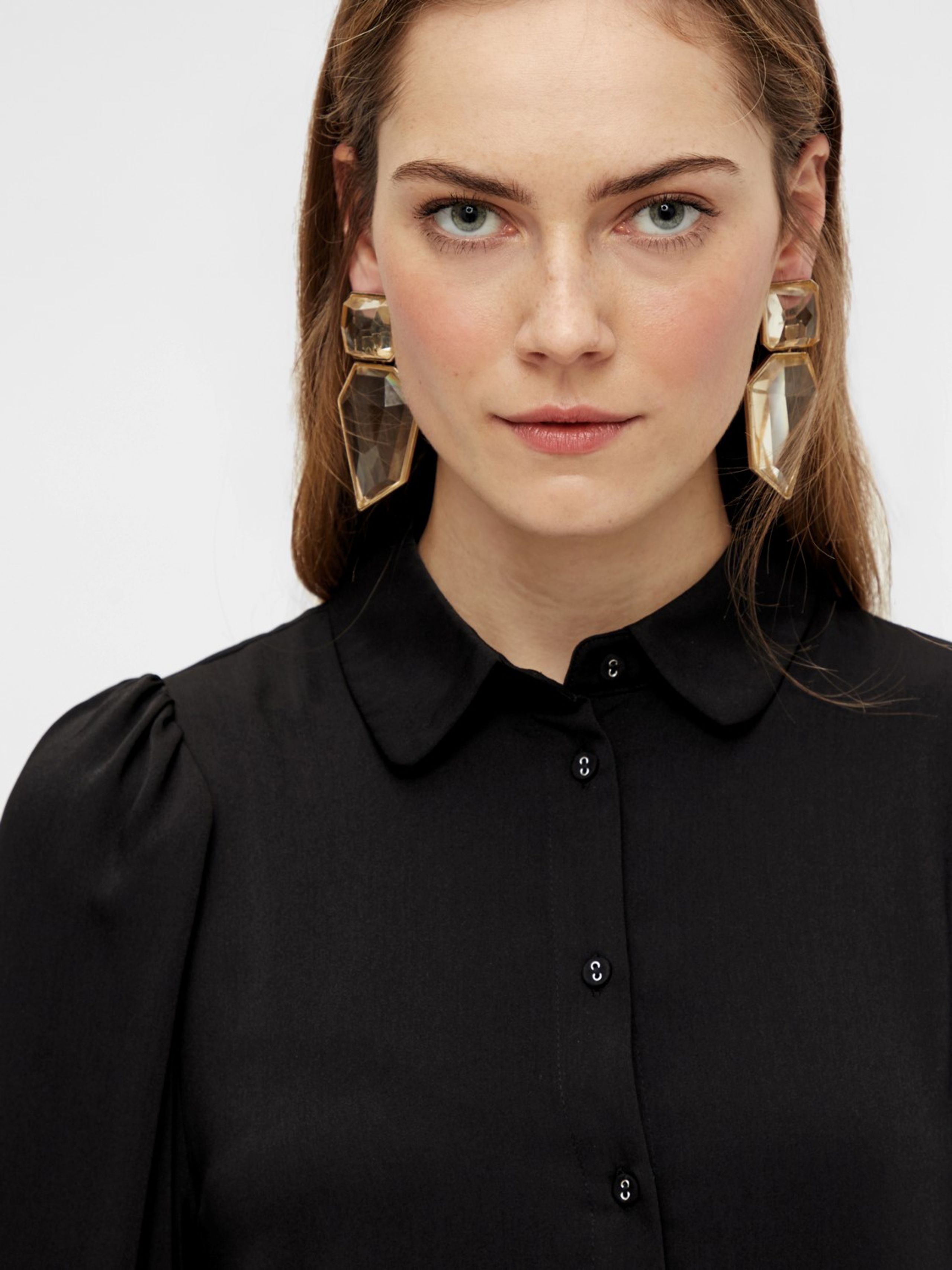 Y.A.S - Kjole - YASSophia 3/4 Solid Shirt Dress - Black