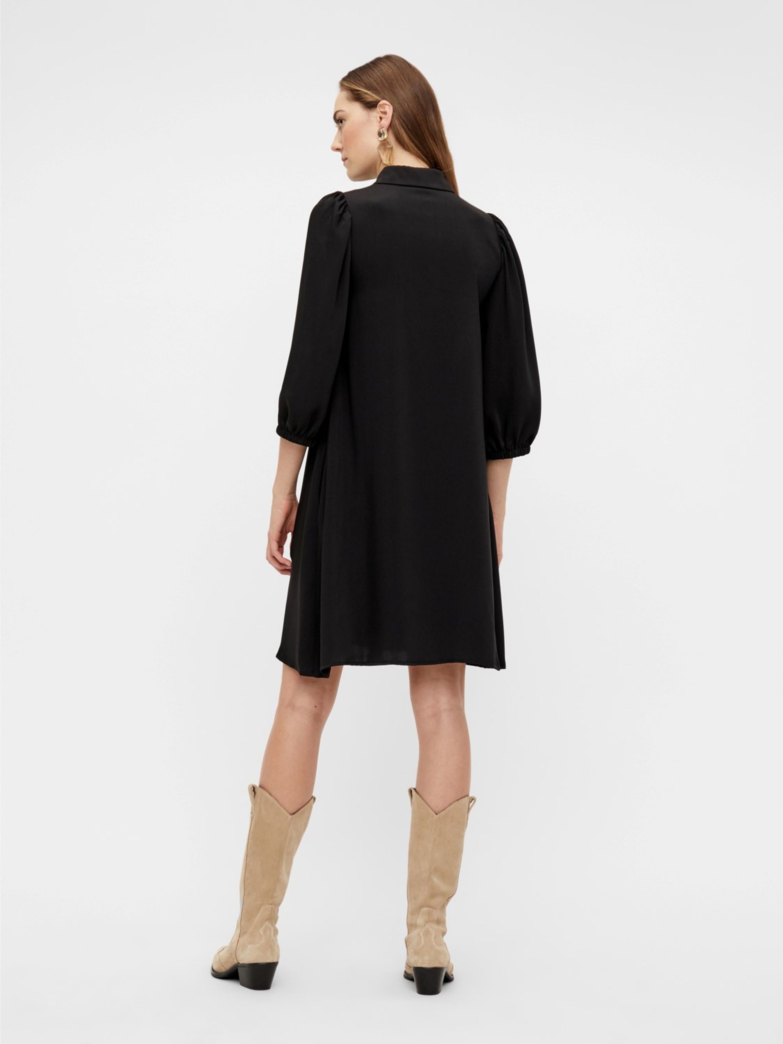 Y.A.S - Kjole - YASSophia 3/4 Solid Shirt Dress - Black