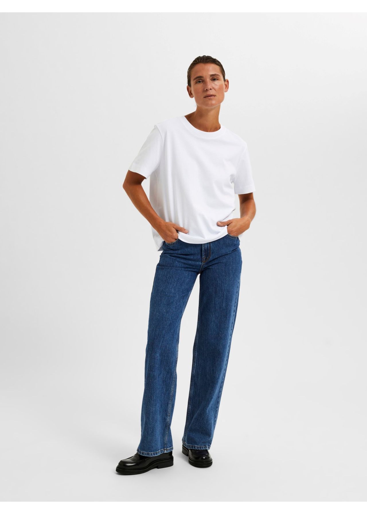 SELECTED FEMME T-Shirt Donna Sfminna Noos - Vestibilità Ampia, Girocollo, Cotone E Poliestere