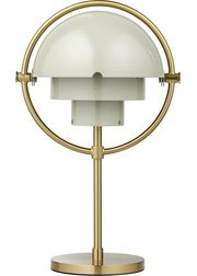 Lamp Base: Brass, Lamp Shade: Pastel Gray