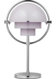 Lamp Base: Chrome, Lamp Shade: Pale Lilac