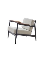 Frame: Black stained oak / Armrests: Oiled teak / Cushions: Coda 103 white (Uitverkocht)