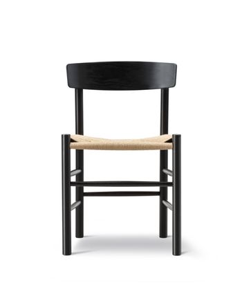 Fredericia Furniture - Matstol - J39 Mogensen Chair 3239 by Børge Mogensen - Black Beech / Natural Paper Cord