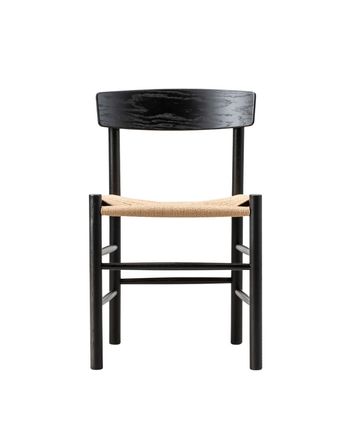 Fredericia Furniture - Matstol - J39 Mogensen Chair 3239 by Børge Mogensen - Black Lacquered Oak / Natural Paper Cord