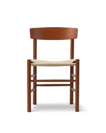 Fredericia Furniture - Matstol - J39 Mogensen Chair 3239 by Børge Mogensen - Heritage Red Beech / Natural Paper Cord