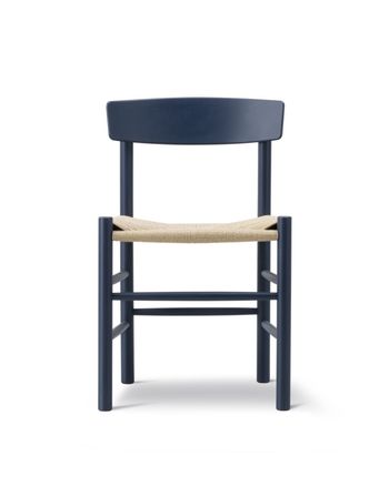 Fredericia Furniture - Matstol - J39 Mogensen Chair 3239 by Børge Mogensen - Indigo Blue Beech / Natural Paper Cord