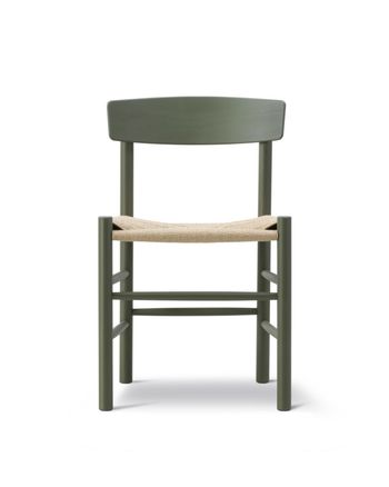 Fredericia Furniture - Matstol - J39 Mogensen Chair 3239 by Børge Mogensen - Khaki Green Beech / Natural Paper Cord