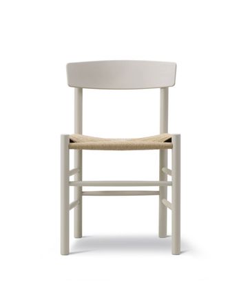 Fredericia Furniture - Matstol - J39 Mogensen Chair 3239 by Børge Mogensen - Pebble Grey Beech / Natural Paper Cord