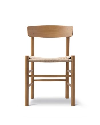 Fredericia Furniture - Matstol - J39 Mogensen Chair 3239 by Børge Mogensen - Vintage Lacquered Beech / Natural Paper Cord