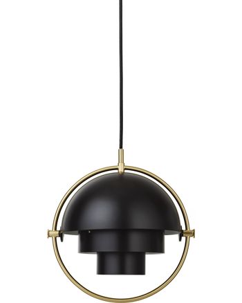 GUBI - Pendel - Multi-Lite Pendant - Small - Base: Brass / Shade: Black Semi Matt