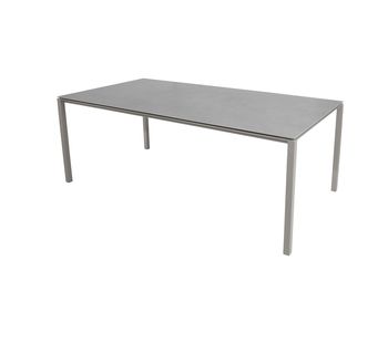 Cane-line - Dining Table - Pure Table - 200x100 - Stel: Taupe Aluminium / Bordplade: Fossil Grey keramik