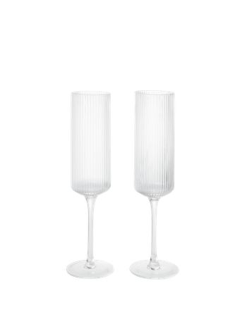 Ferm Living - Verre à champagne - Ripple Champagne Flutes - Clear
