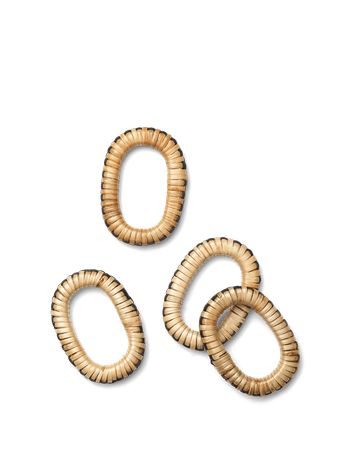 Ferm Living - - Weave Napkin Rings - Weave Napkin Rings - Set of 4 - Natural/Black