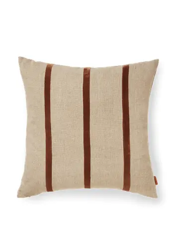 Ferm Living - Cuscino - Senti Stripe Cushion - - Linen/Carob Brown