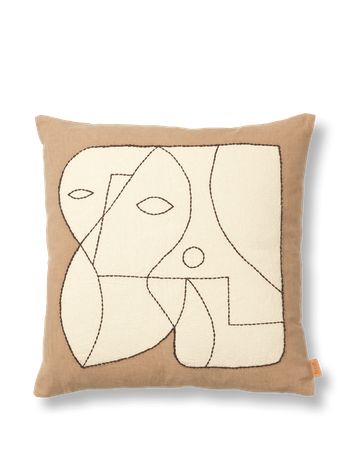 Ferm Living - Kissenbezug - Figure Cushion Cover - Figure Cushion Cover - Dark Taupe/Off-wh
