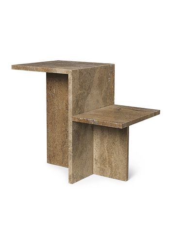 Ferm Living - Mesa de centro - Distinct Side Table - Dark Brown Travertine - Small