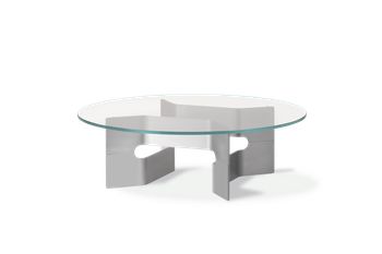 Fredericia Furniture - Coffee Table - JG Coffee Table 6558 / By Jørgen Gammelgaard - Glass / Brushed Aluminum with Clear Powder Coating