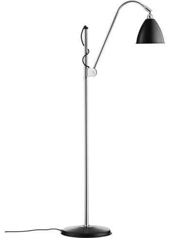GUBI - Gulvlampe - BL3 Floor Lamp - Ø16 (S) - Base: Chrome / Shade: Black Semi Matt