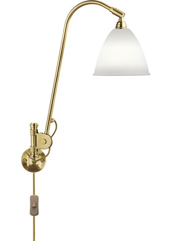 GUBI - Væglampe - BL6 Wall Lamp - Ø16 - Base: Brass / Shade: Bone China