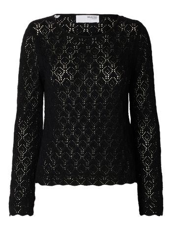 Selected Femme - Blouse - SLFNiva LS Knit O-neck - Black