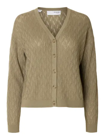 Selected Femme - Byxor - SLFAgny LS Knit Structure Cardigan - Vetiver