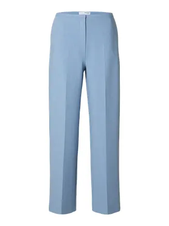 Selected Femme - Pants - SLFRita-Freia MW Straight Pant - Endless Sky Melange