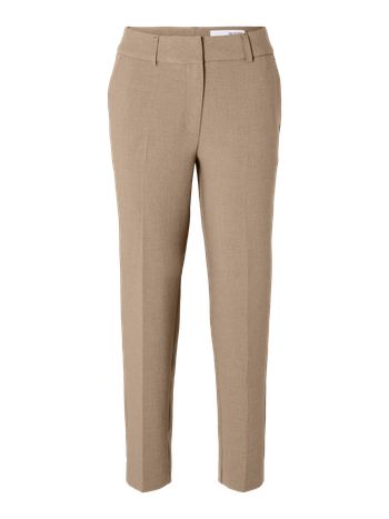 Selected Femme - Kalhoty - SLFRita-Ria MW Cropped Pant NOOS - Camel Melange