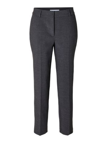 Selected Femme - Kalhoty - SLFRita-Ria MW Cropped Pant NOOS - Dark Grey Melange