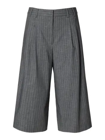 Selected Femme - Shorts - Slftonia Hw Long Shorts - Cool Grey PINSTRIPE