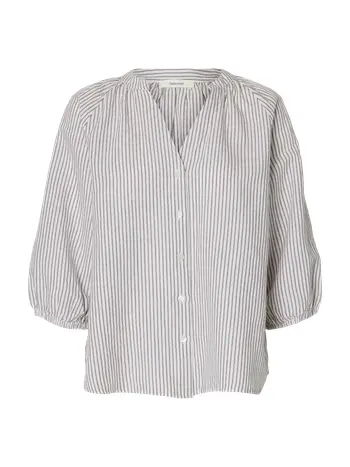 Selected Femme - Blouse - SLWCleo-Alberta Linen Blend Shirt Noos - Bright White CHOCOLATE CHIP