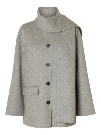 Selected Femme - Jacket - SLFPam Handmade Scarf Jacket - Light Grey Melange