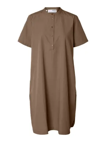 Selected Femme - Šaty - SLFBlair SS Short Dress - Coca Mocha