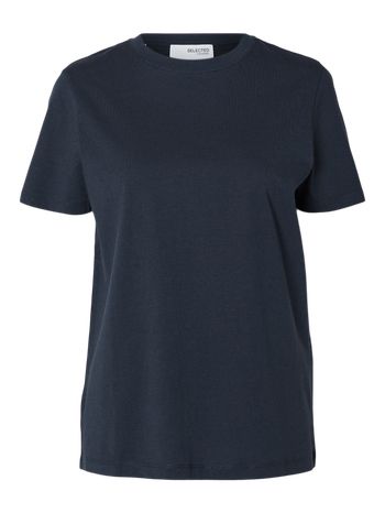 Selected Femme - Tričko - SLFMyessential SS O-neck Tee - Dark Sapphire