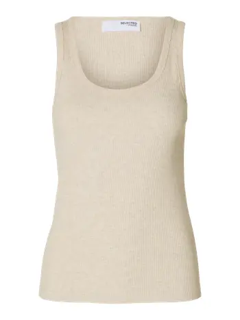 Selected Femme - Top - SLFAnna U-neck Tank Top NOOS - Oatmeal Melange
