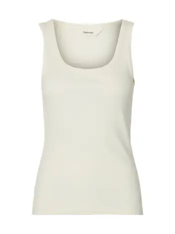 Selected Femme - Top - SLFAnna U-neck Tank Top NOOS - Snow White
