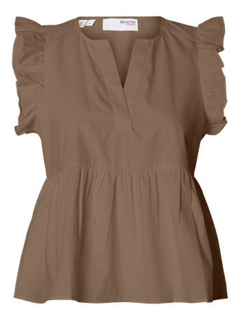 Selected Femme - Nahoru - SLFBlair-Ida SL Top - Coca Mocha