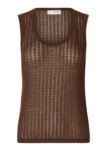 Selected Femme - Top - SLFHennah SL Knit Structure Top - Chestnut