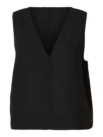 Selected Femme - Nahoru - SLFLinna SL Reversible Linen Top - Black
