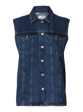 Selected Femme - Vest - SLFClair SL Mid Blue Denim Vest - Medium Blue Denim