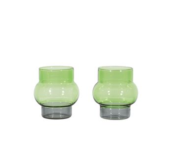 Tom Dixon - Glass - Bump Short Glasses - Clear / Green - 2 pcs