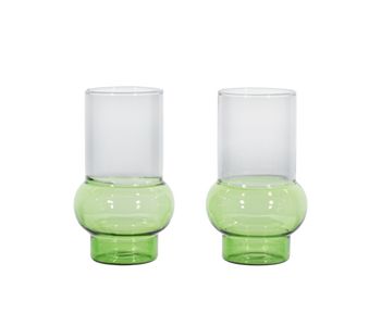 Tom Dixon - Glass - Bump Tall Glasses - Clear / Green - 2 pcs